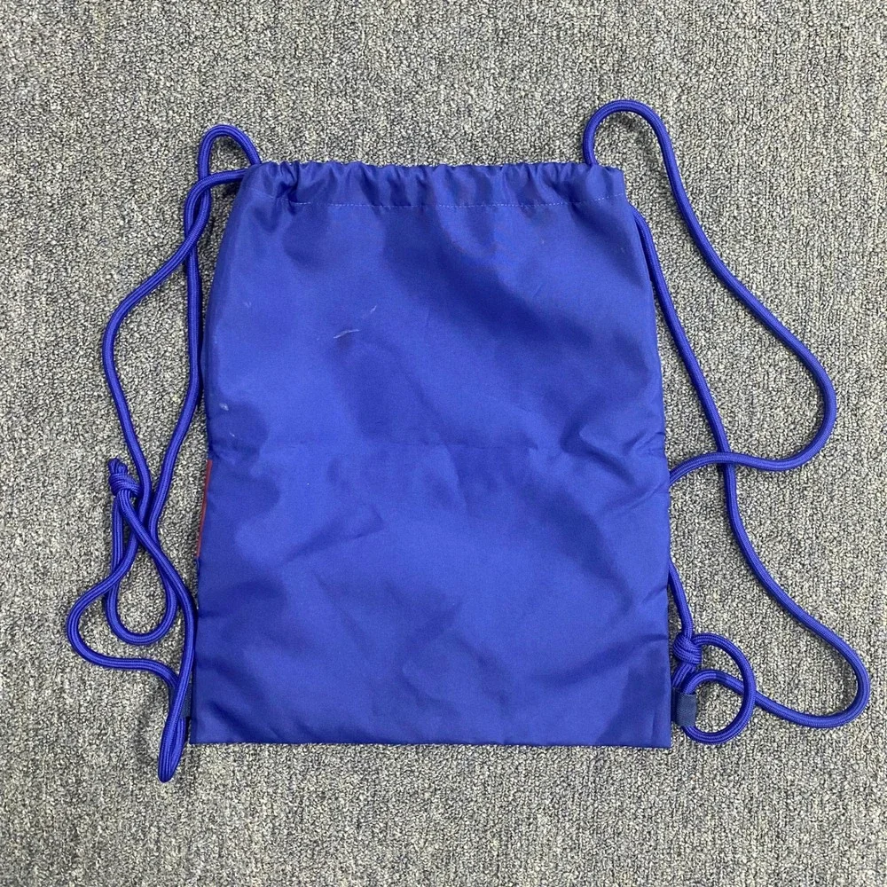 FC Barcelona Drawstring Cinch Bag Blue Maroon Checkered Soccer Sackpack FCB Logo